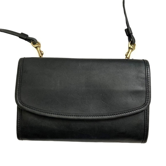 Coach vintage black leather crossbody wallet convertible clutch bag